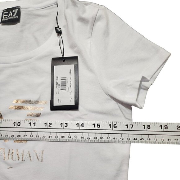Emporio Armani Womens T-shirt Short‎ Sleeve EA7 Logo White Size XL - Picture 2 of 6